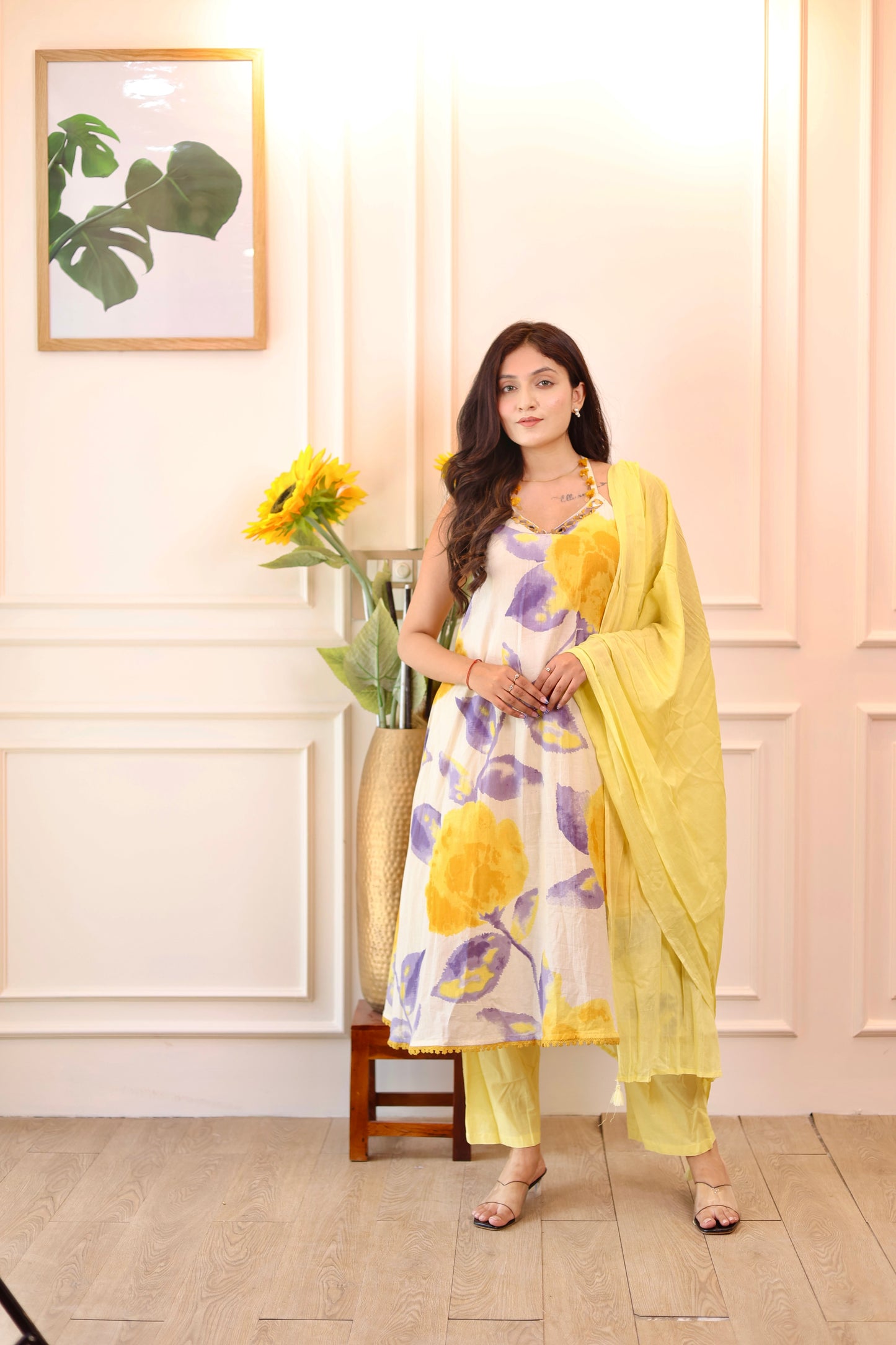 Sunlit Blossom Cotton Kurta Set