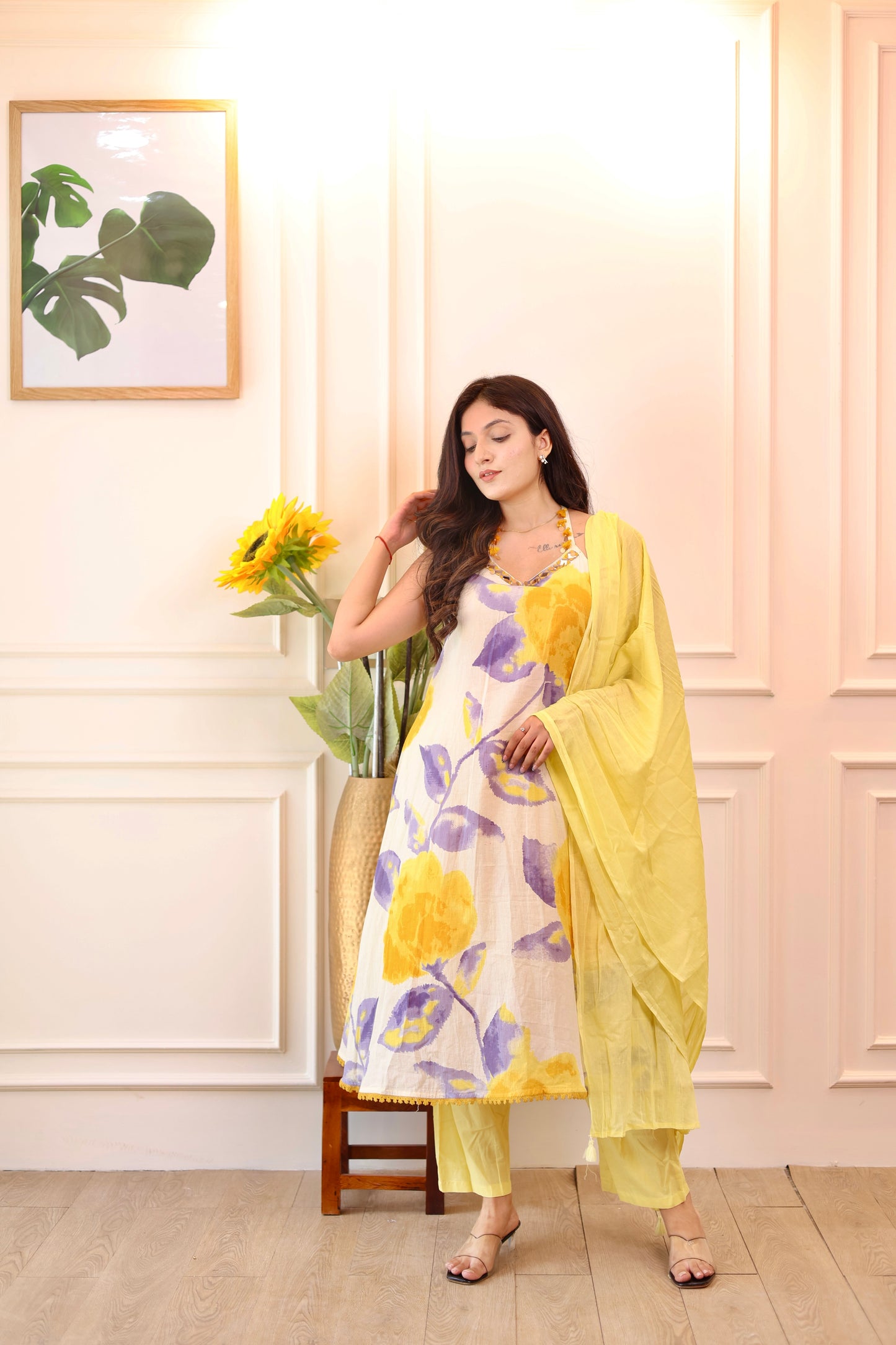 Sunlit Blossom Cotton Kurta Set