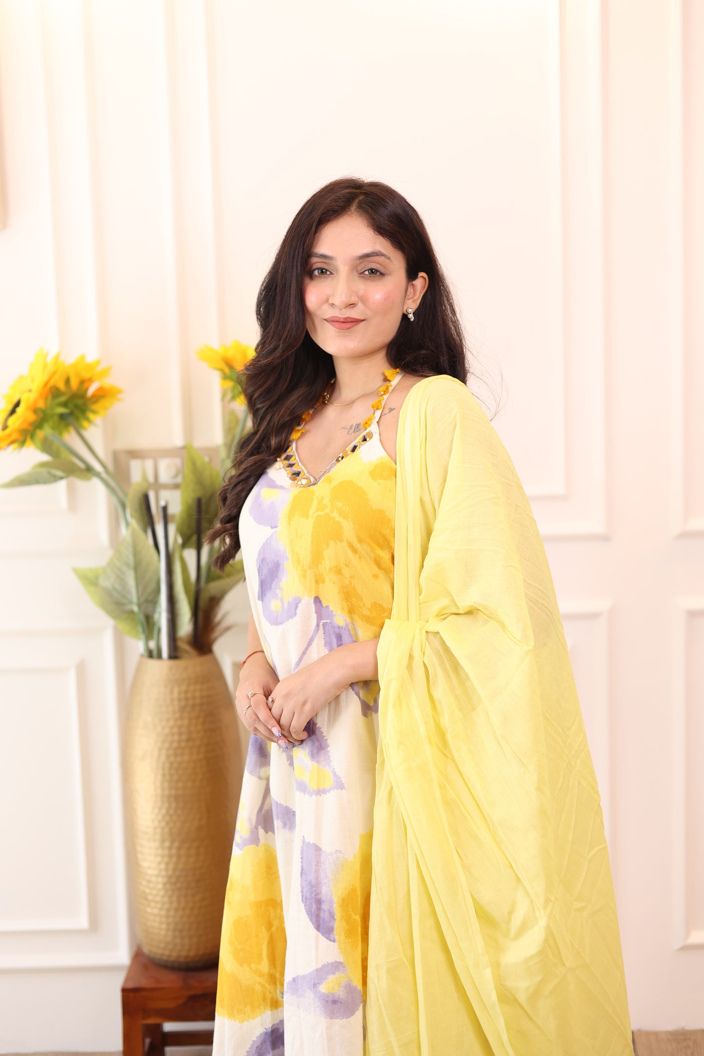 Sunlit Blossom Cotton Kurta Set
