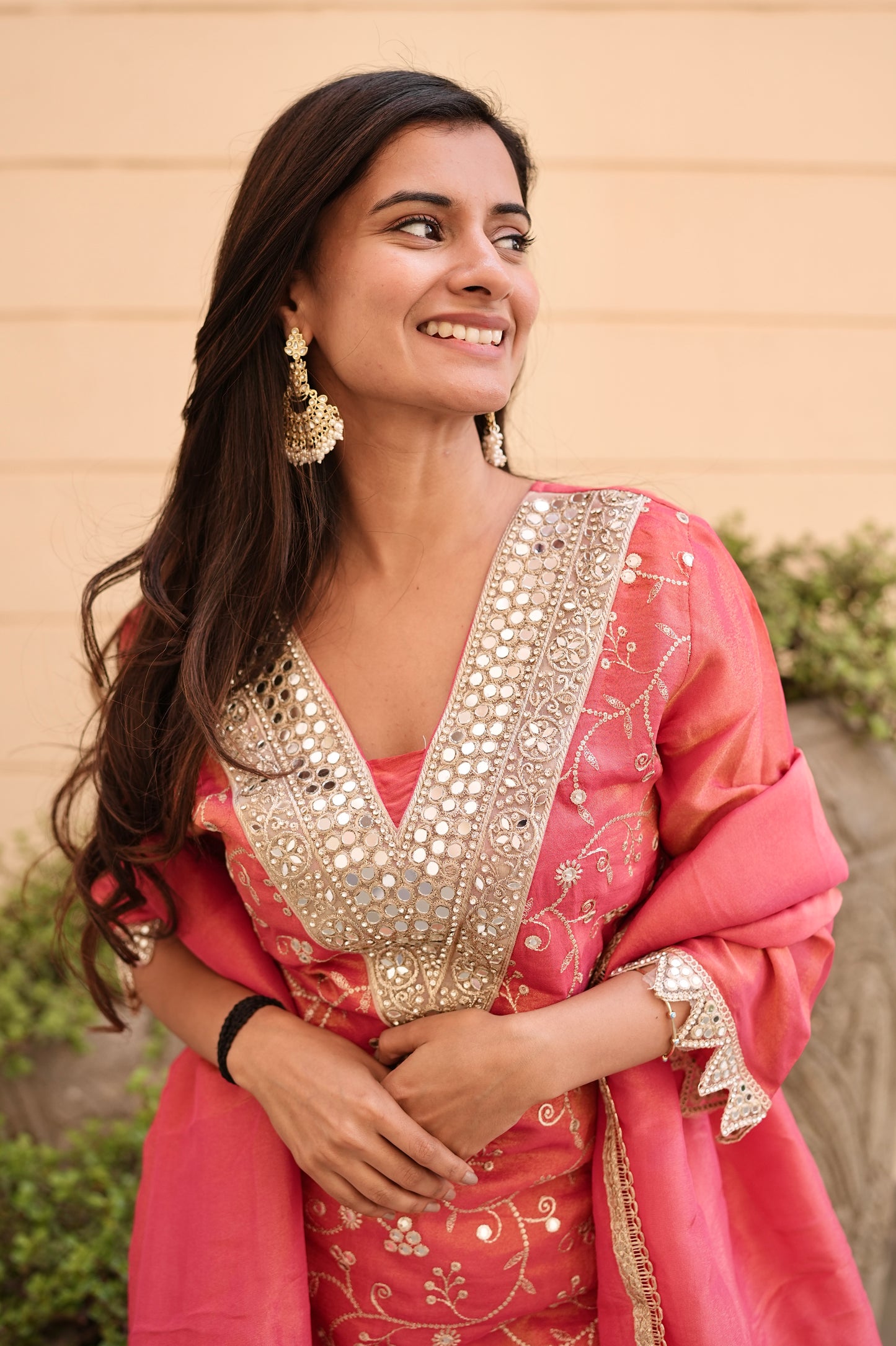 Coral Aaina Suit Set