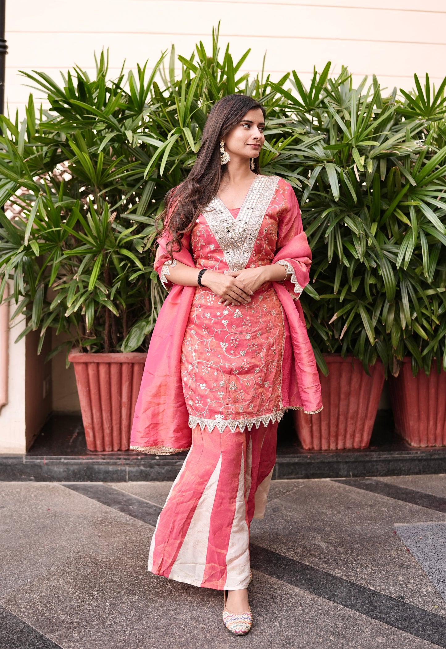 Coral Aaina Suit Set