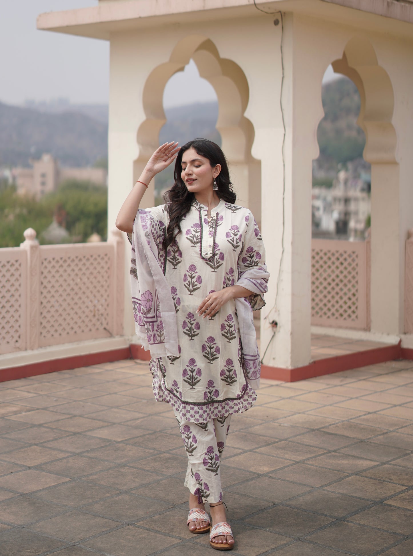 Lilac Bloom Cotton Suit Set