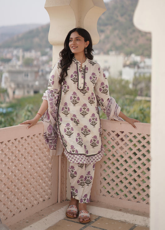 Lilac Bloom Cotton Suit Set