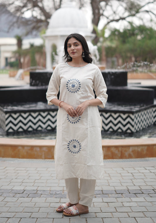 Ivory Aura Cotton Kurta Set